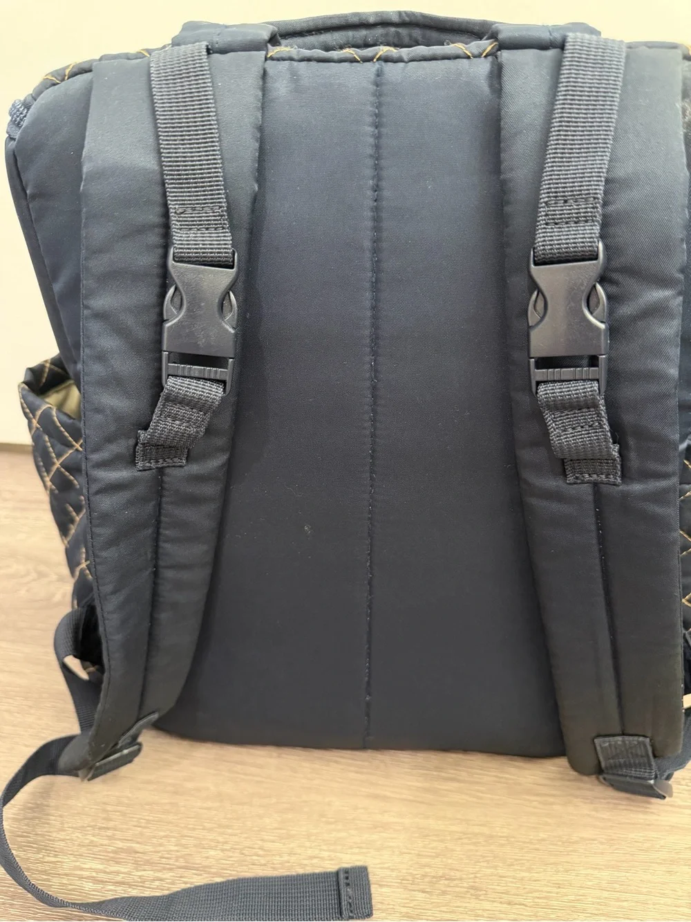 Skip Hop Navy Quilted Backpack with Tan Accents